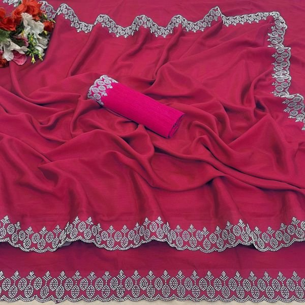 SIROSKI DAIMOND WORK SILK SAREE Daily Deals