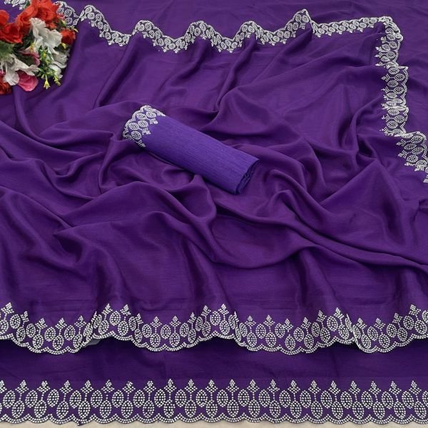 SIROSKI DAIMOND WORK SILK SAREE Daily Deals