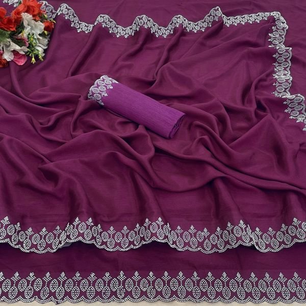 SIROSKI DAIMOND WORK SILK SAREE Daily Deals