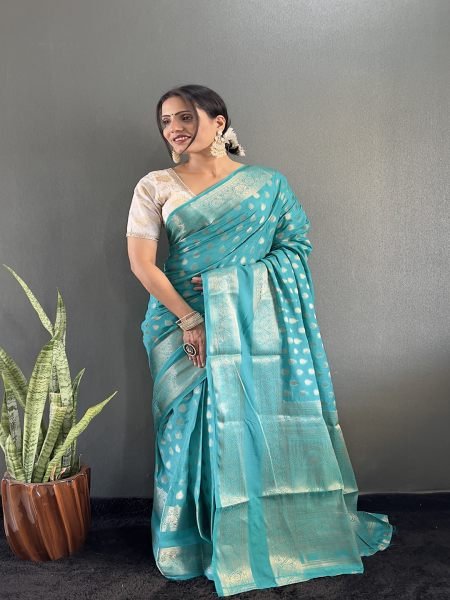 Sky Ready to Wear Pure Banarasi Georgette Saree Ready To Wear Sarees