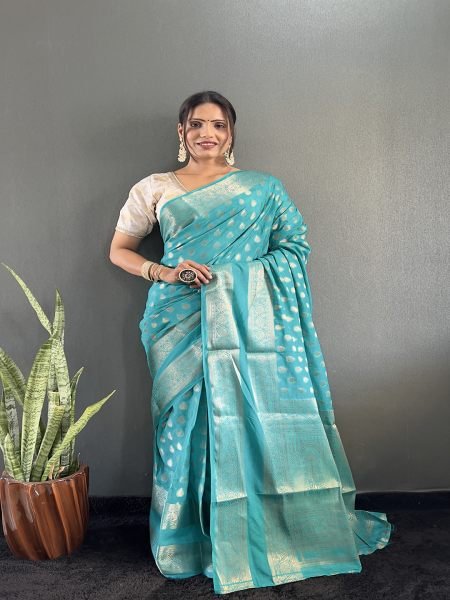 Sky Ready to Wear Pure Banarasi Georgette Saree Ready To Wear Sarees