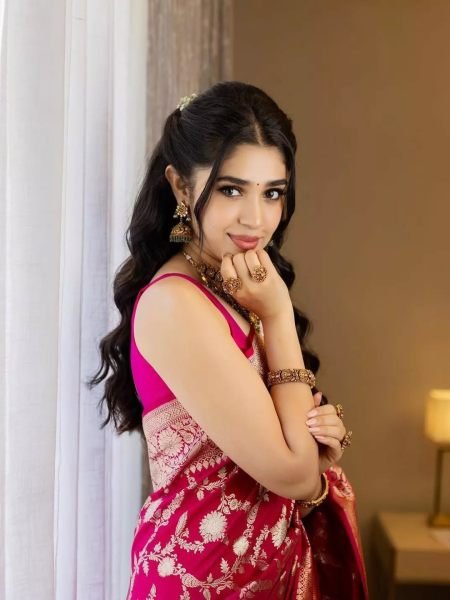 Soft Banarasi Silk Jacquard Zari Woven Pink Saree Banarasi Sarees