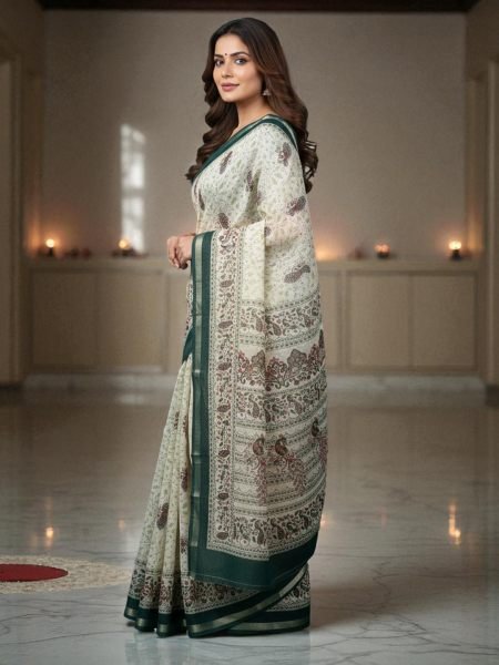 Vibrant All Over Digital Print Pure Cotton Saree  Printed Sarees