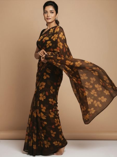 Vibrant Floral Print Georgette Ready to Wear Saree Ready To Wear Sarees