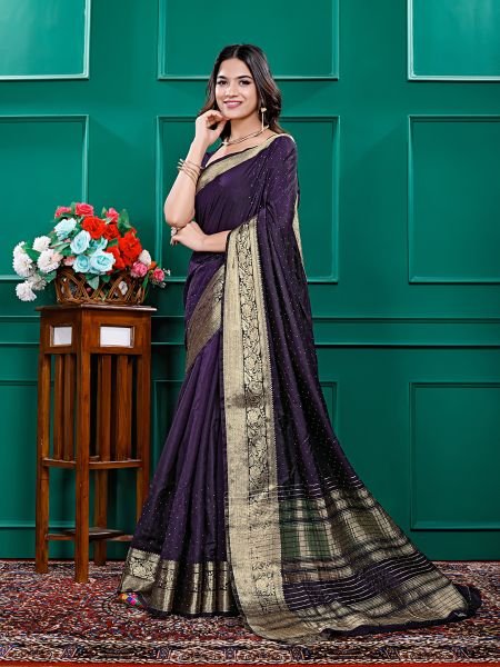Banarasi Silk Zari Swarovski  Work Saree Designer Sarees
