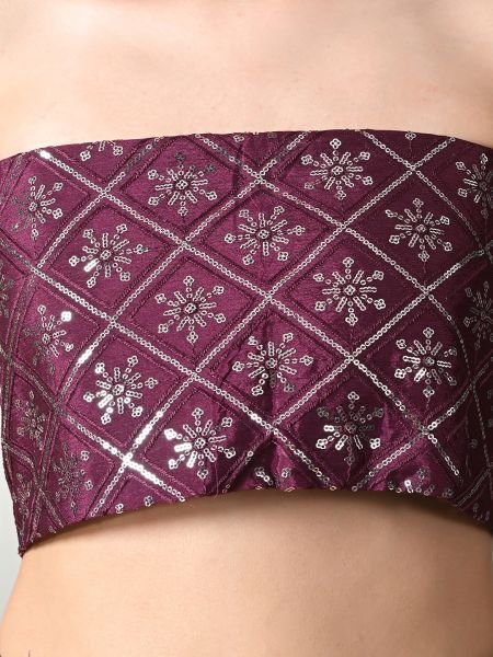 Wine Chic Party Wear A Modern Chinon Solid Saree with an Embroidered Lace Border Designer Sarees