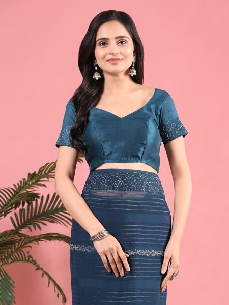 Rama Georgette Swarovski Diamond Work Saree Designer Sarees