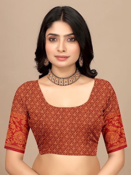 Wine Pure Silk Fabric Jacquard Copper Zari Authentic Kanjivaram Elegance Banarasi Sarees