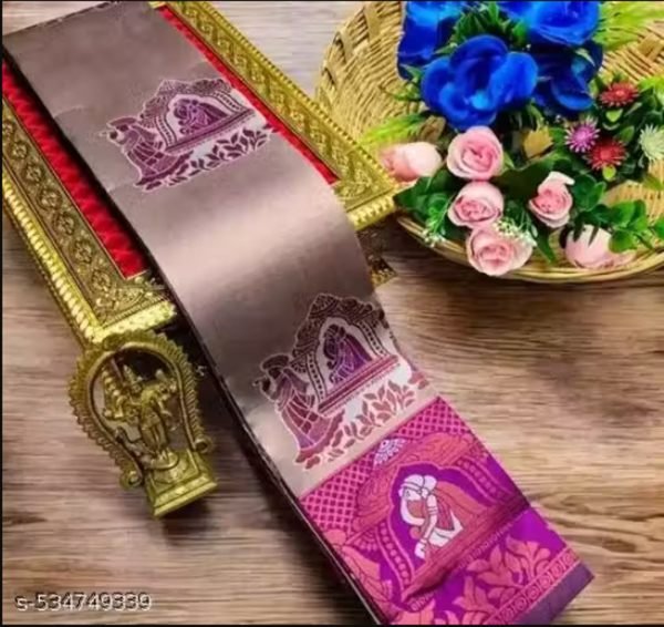 Woman s Pattu Silk Kanjivaram Style Woven Saree with Unstitched Blouse Daily Deals