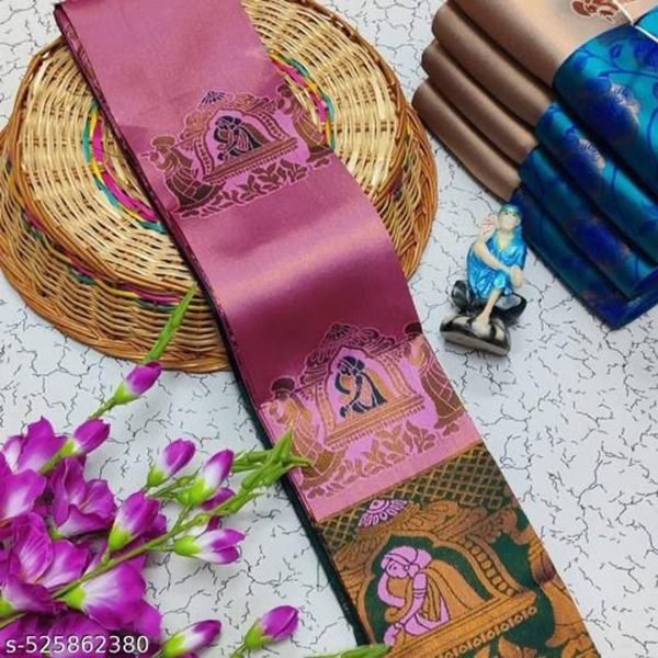 Woman s Pattu Silk Kanjivaram Style Woven Saree with Unstitched Blouse Daily Deals