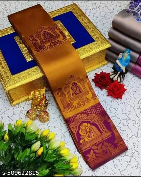 Woman s Pattu Silk Kanjivaram Style Woven Saree with Unstitched Blouse Daily Deals