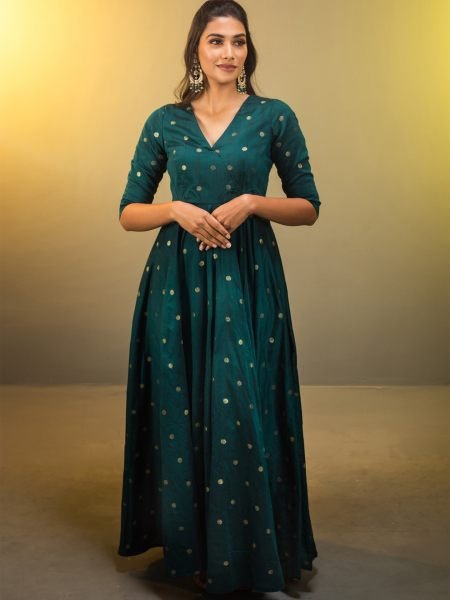 Women Jacquard Woven Festive Wear Rama Gown 