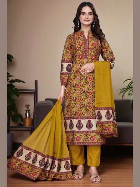 Women s Cotton Floral Printed Kurta Set with Dupatta Daily Deals