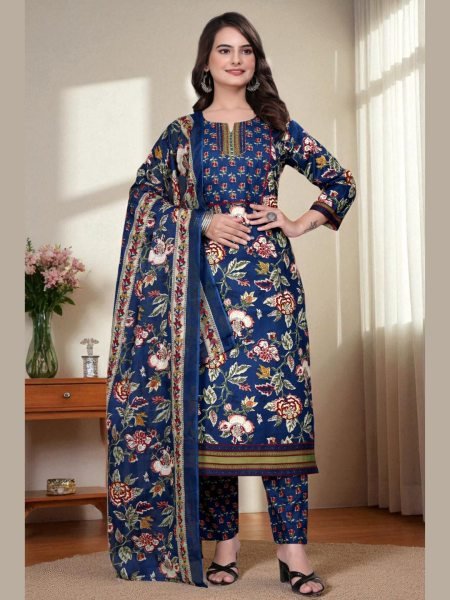 Women s Cotton Floral Printed Kurta Set with Dupatta Daily Deals
