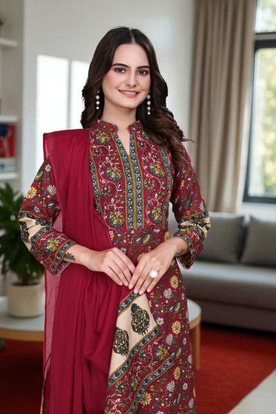 Women s Cotton Floral Printed Kurta Set with Dupatta Kurta Sets