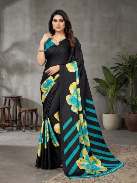 Women s Soft Satin Silk Digital Printed Saree