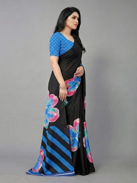 Women s Soft Satin Silk Digital Printed Saree Silk Sarees