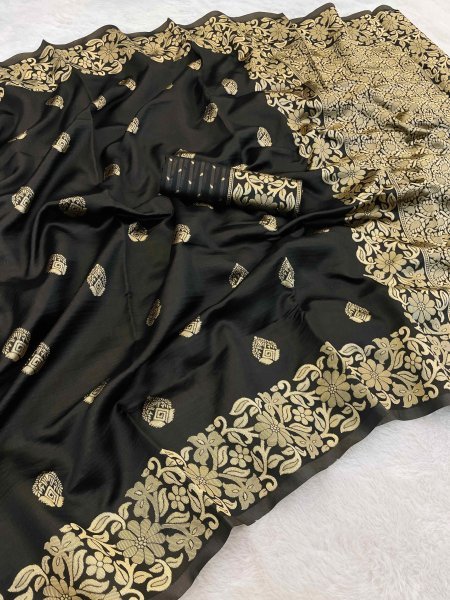 Woven Banarasi Jacquard Pure Silk Saree with Unstitched Blouse Piece Daily Deals