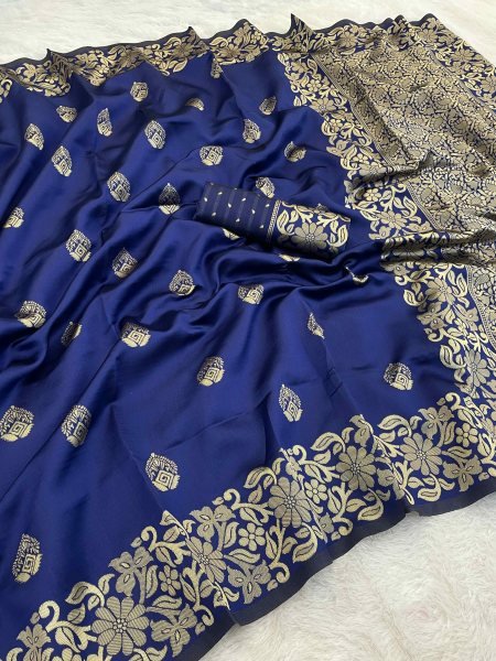 Woven Banarasi Jacquard Pure Silk Saree with Unstitched Blouse Piece Daily Deals