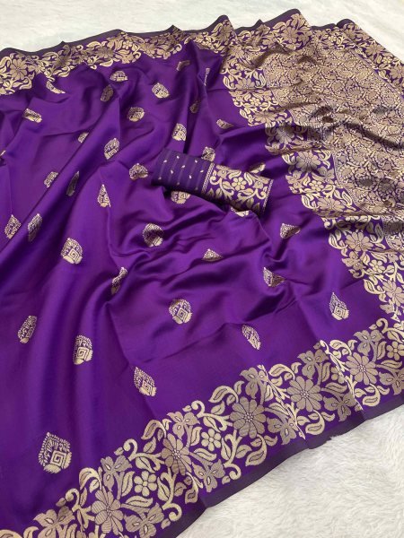 Woven Banarasi Jacquard Pure Silk Saree with Unstitched Blouse Piece Daily Deals