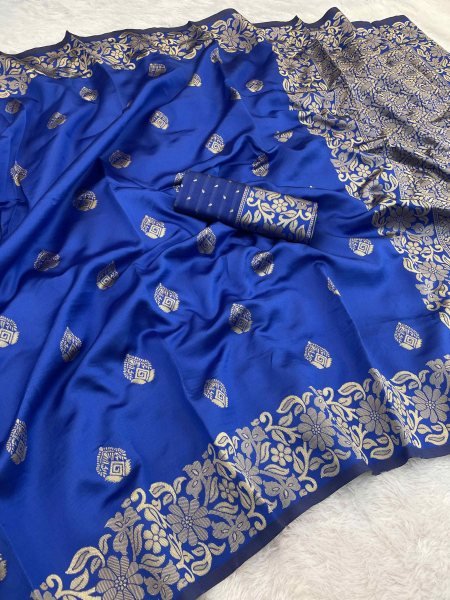 Woven Banarasi Jacquard Pure Silk Saree with Unstitched Blouse Piece Daily Deals