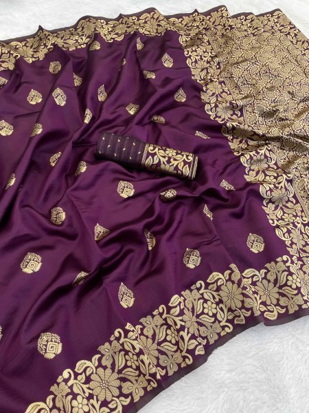 Woven Banarasi Jacquard Pure Silk Saree with Unstitched Blouse Piece Daily Deals