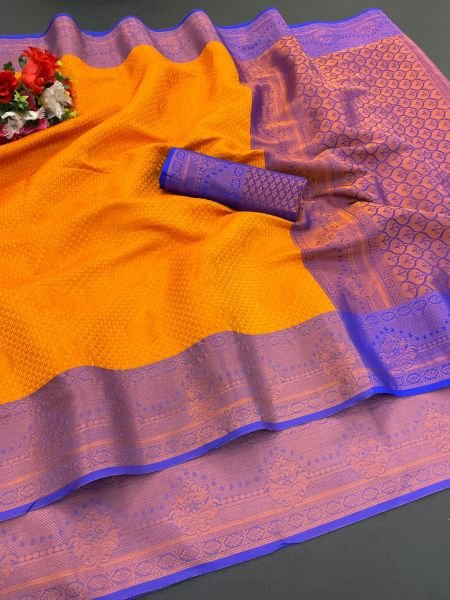 Woven Kanjivaram Soft Silk Copper Rich Pallu Saree Daily Deals