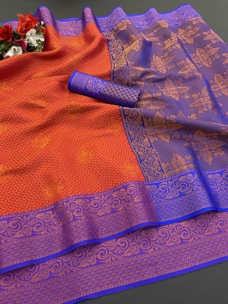 Woven Kanjivaram Soft Silk Copper Rich Pallu Saree Daily Deals