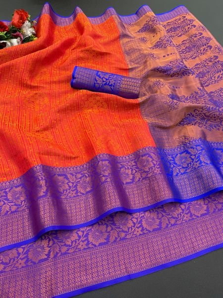 Woven Kanjivaram Soft Silk Copper Rich Pallu Saree Daily Deals