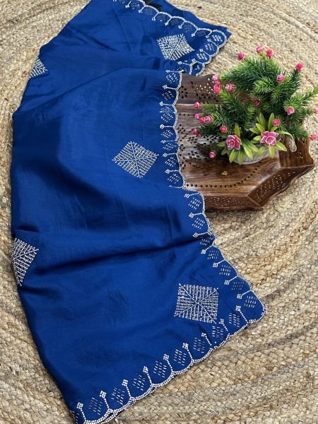 Zarkan Diamond Work Satin Silk Saree Daily Deals